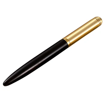 

HOT-Classic 0.5mm Wood Fountain Pen Copper Business Fine Nib Pen Office School Supplies Stationery Black