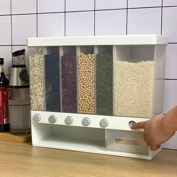 

Wall-Mounted Seperated Grain Cereal Can Rice Storage Box Classification Metering Rice Cylinder Automatic Rice Plastic