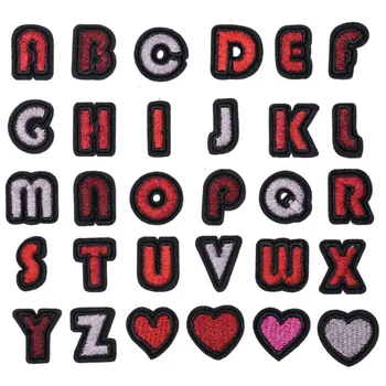 

Red Letter Embroidery Iron On Patch Alphabet Applique For T-shirt Kids Clothes Name Sew On Patches Decoration Accessories