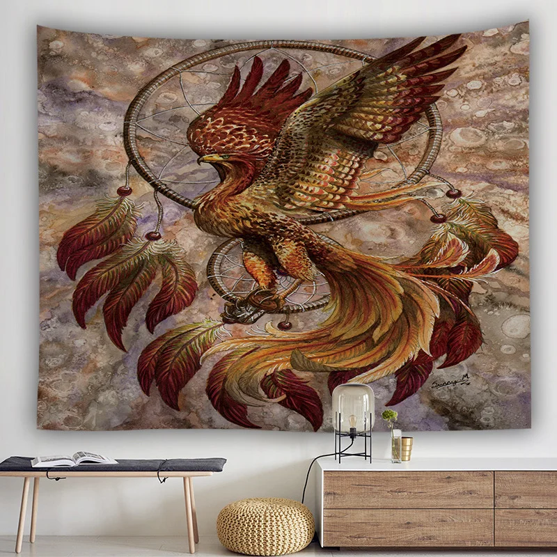 

Witchcraft Mandala Tapestry Wall Hanging Carpets Macrame Tarot Psychedelic Polyester Feather Dreamcatcher Wandkleed Boho Decor