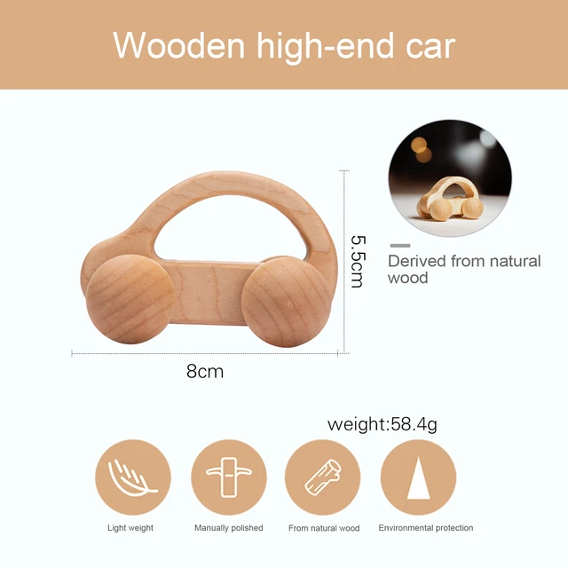 Baby Wooden Toys Beech Wood Car Blocks Cartoon Van Educational Montessori Toys Children Baby Teething Newborn Birthday Gift 2