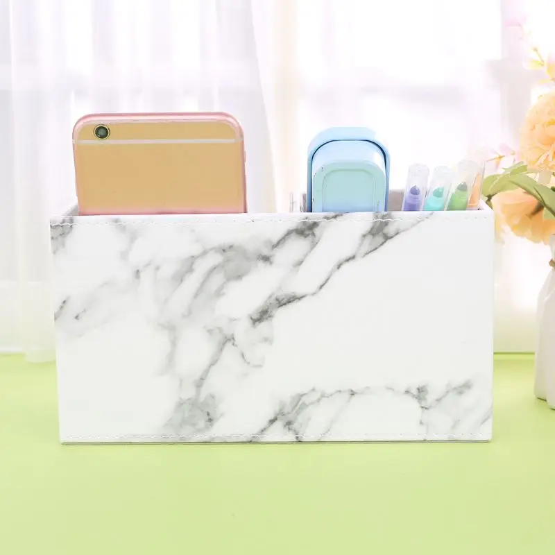 

Multifunction Marble Leather Desk Stationery Organizer Pen Pencil Holder Storage M17F