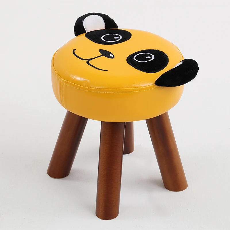 Мультяшная панда, детский домашний круглый табурет, животное, прекрасный модный креативный табурет, подушка, стул, скамейка, детская мебель - Цвет: Yellow 32cm B