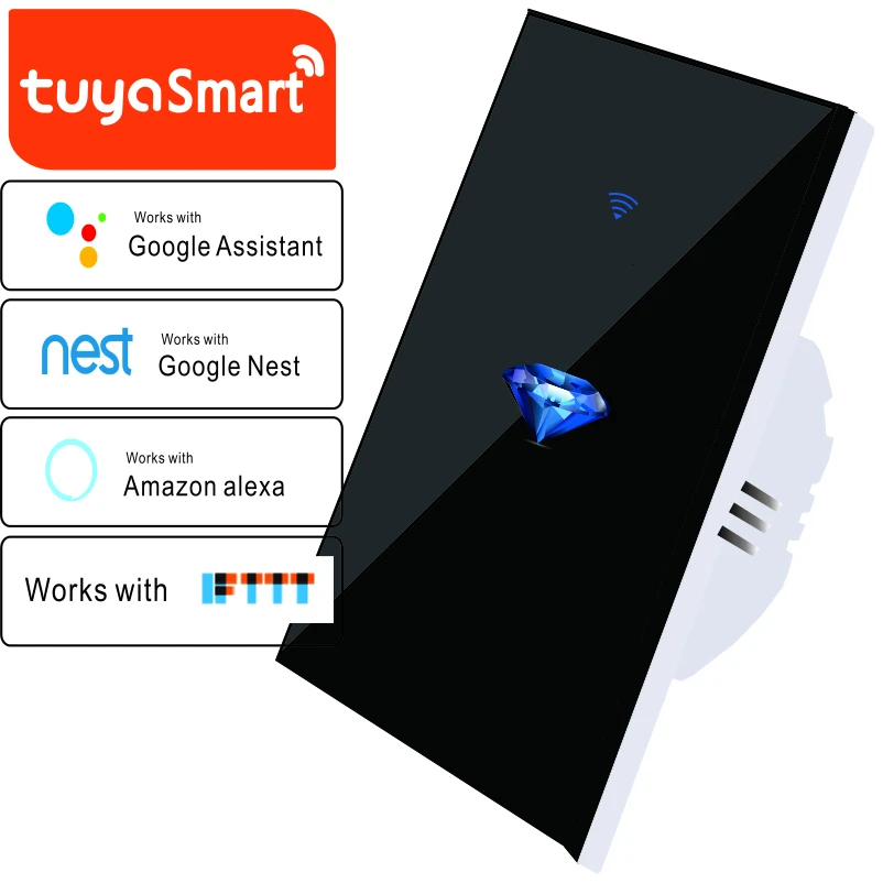  Tuya US/EU/AU Standard Touch Switch Smart Light Switch Panel Wall interruptor 1/2/3 Gang wifi Voice - 4000155802751