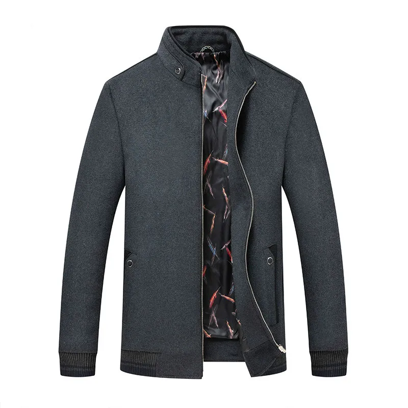 

Man Jacket Solid Color Business Casual Men Coats Zipper Winter Men Cashmere Warm Jacket Windbreaker Plus Size 5XL 6XL