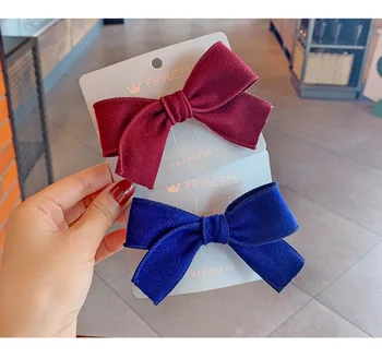 

20 pcs/lot, 4.3" handtied woolen bow hair clips , children girls Fabric hair bow clips, birthday party headwear