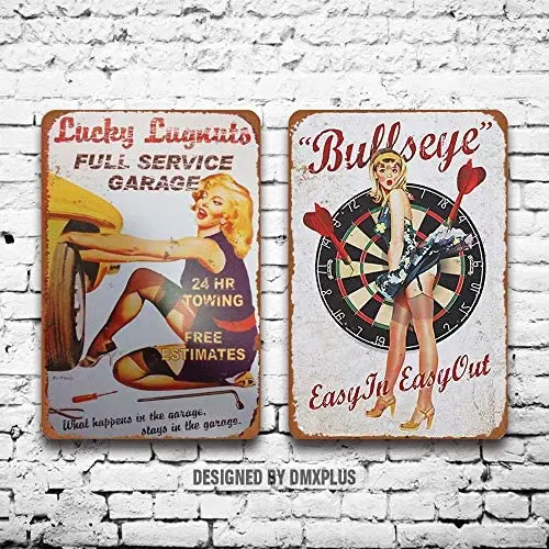 Металлический знак (набор из 2) оловянные знаки Bullseye легко снимаются сексуальные