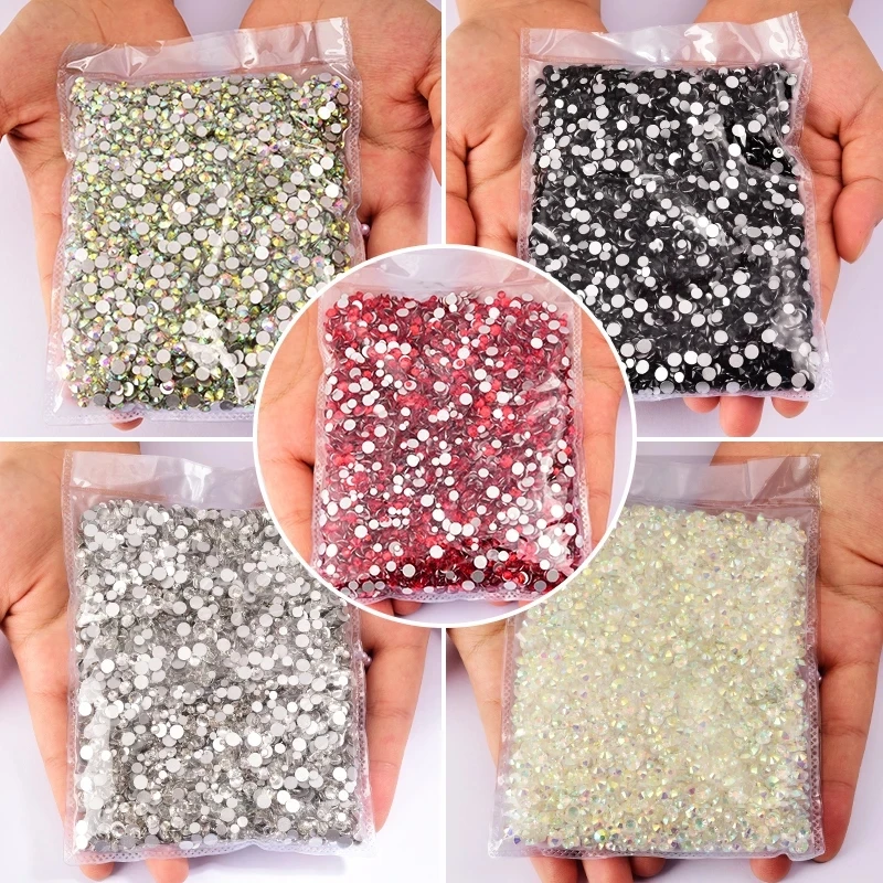 Mixed Size 14400pcs Bulk Wholesale Non Hot Fix Rhinestones Flatback Crystals Strass Glitter nail art Diamond For nail decoration