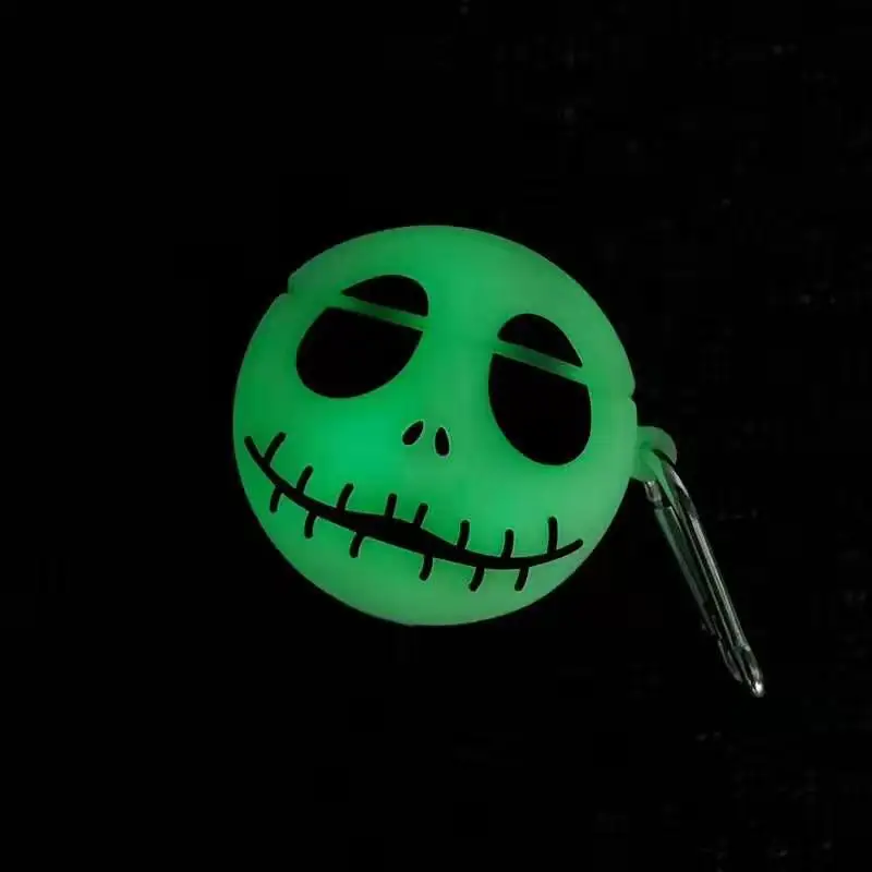 Креативный светящийся Силиконовый Брелок Jack Skellington для Apple Airpods 1 2 беспроводные Bluetooth чехлы для наушников декоративные