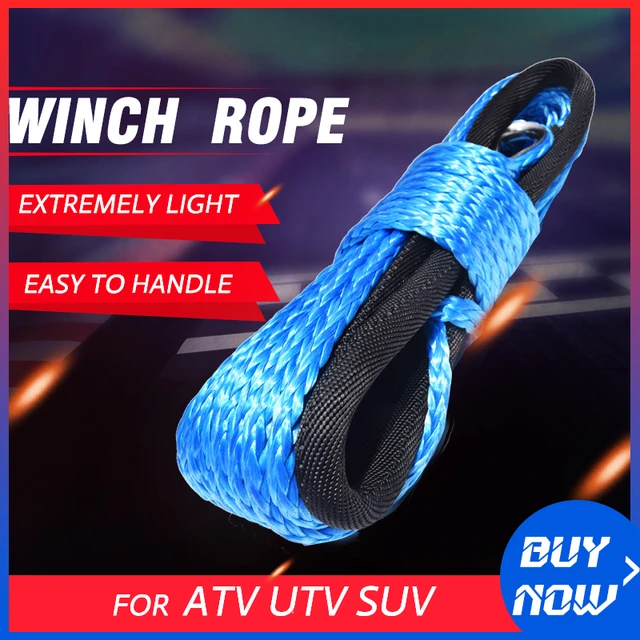 Blue 6mm*15m Synthetic Winch Cable Rope,1/4 UHMWPE Rope for Auto