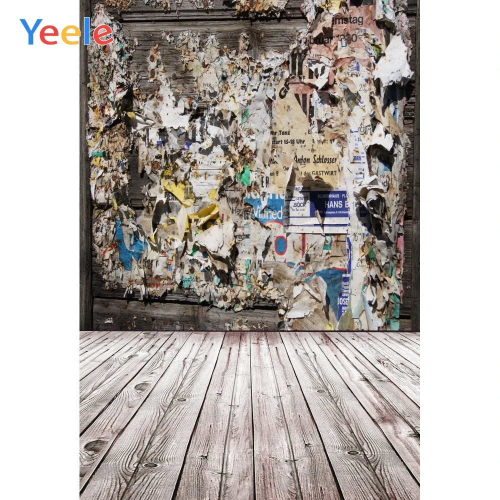 Фон для фотосъемки Yeele гранж кирпичная газета стена деревянная доска