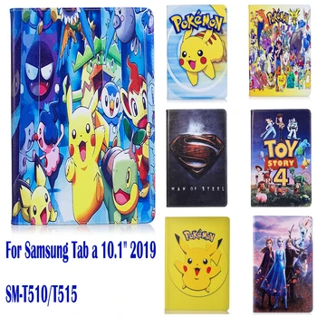 

For Samsung Galaxy Tab A 10.1 2019 Case T510 SM-T515 10.1'' Shell Protective Stand Smart Funda Cover Pokemon Go Cute Pikachu
