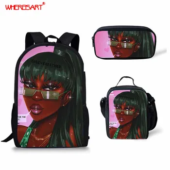 

WHEREISART Sweet Black Girl Magic Printed School Bags Students Book Bags for Women Girls Waterproof Fahsion Backpacks Sets 2020