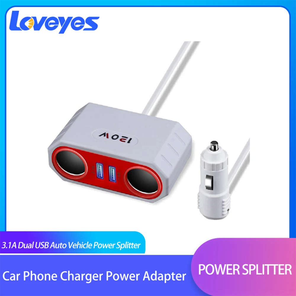 Car Phone Charger Cigarette Lighter Power Adapter 3.1A Dual USB Auto Vehicle Splitter 12V Socket 807 | Автомобили и мотоциклы