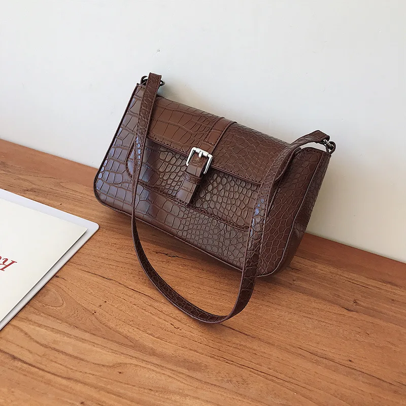 

High Quality Alligator Messenger Bags Women Simple Pu Leather Shoulder Bags Ladies Small Crocodile Pattern Crossbody Bag Flap