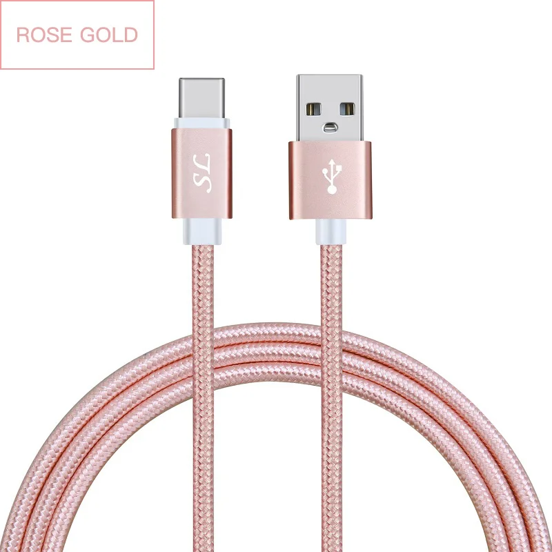 10 шт./лот usb type-C кабель 1 м 1,5 м 2 м плетеный кабель для быстрой зарядки для samsung S10 huawei P30 Xiaomi для устройств usb type-C - Цвет: Pink