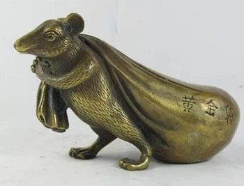 

Oriental Vintage Bronze Signed statue brass copper fortune Lucky statue mouse