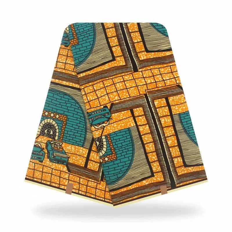 

African Ankara Wax Dye Block Printed Cotton Fabric Veritable High Quality Sewing Material For Wedding Dress By The Yards V-L 155