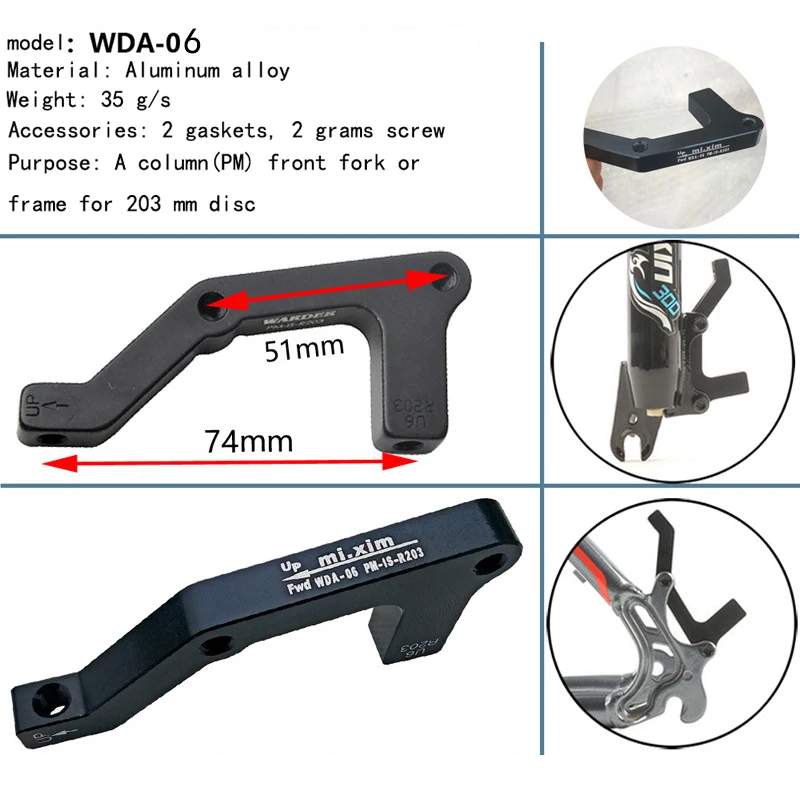 Mi Xim Bicycles Disc Brake Adapter Mountain Bikes Ultralight Disc Bracket Parts Is B Suitable For 203 Rotors For Rear Wheel
