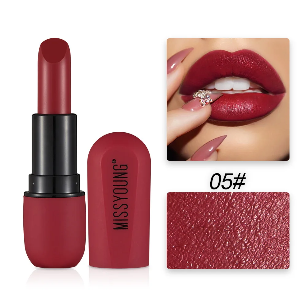 

2019 New Matte Lipstick Sexy Wine Red Velvet Matte Lip Stick Lasting Waterproof Moisturizing Make Up Cosmetics Maquillaje TSLM2