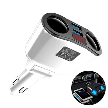 

Dual USB Cigar Lighter Socket Voltmeter 12V New ABS White For DC12V-24V Nice