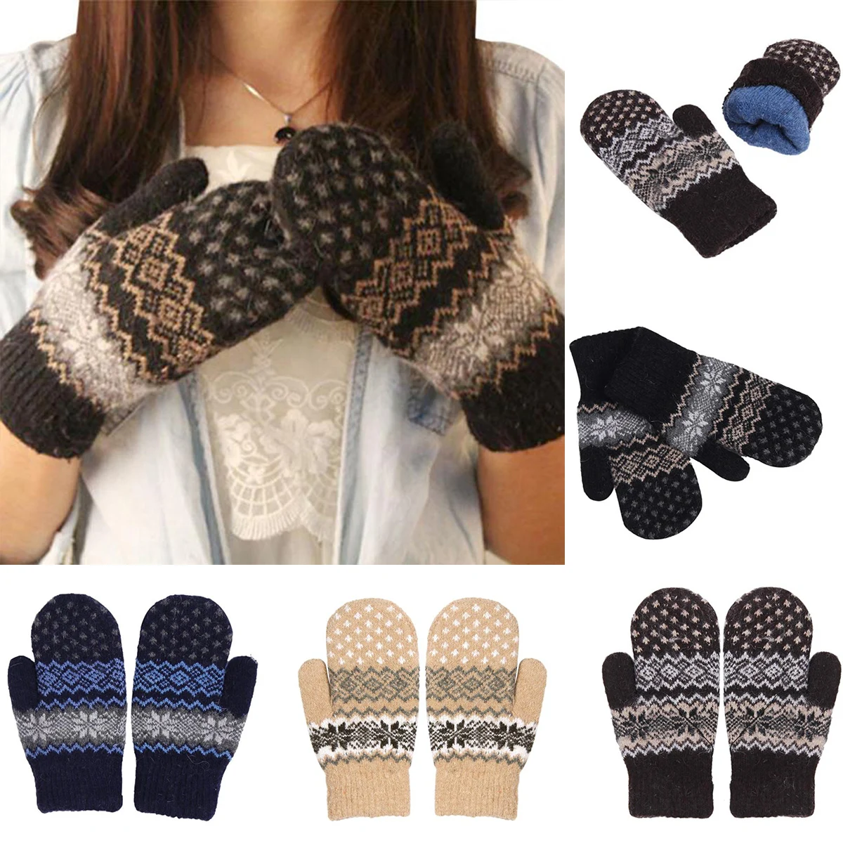 

free sale New Arrival Winter Baby Boys Girls Knitted Gloves Warm Rope Full Finger Mittens Gloves for Children Toddler Kids