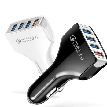 

10pcs Car Charger Quick Charge 3.0 4 Ports Fast charging QC3.0 Car Phone Charger For Samsung S10 Car Phone Chargers For iPhone