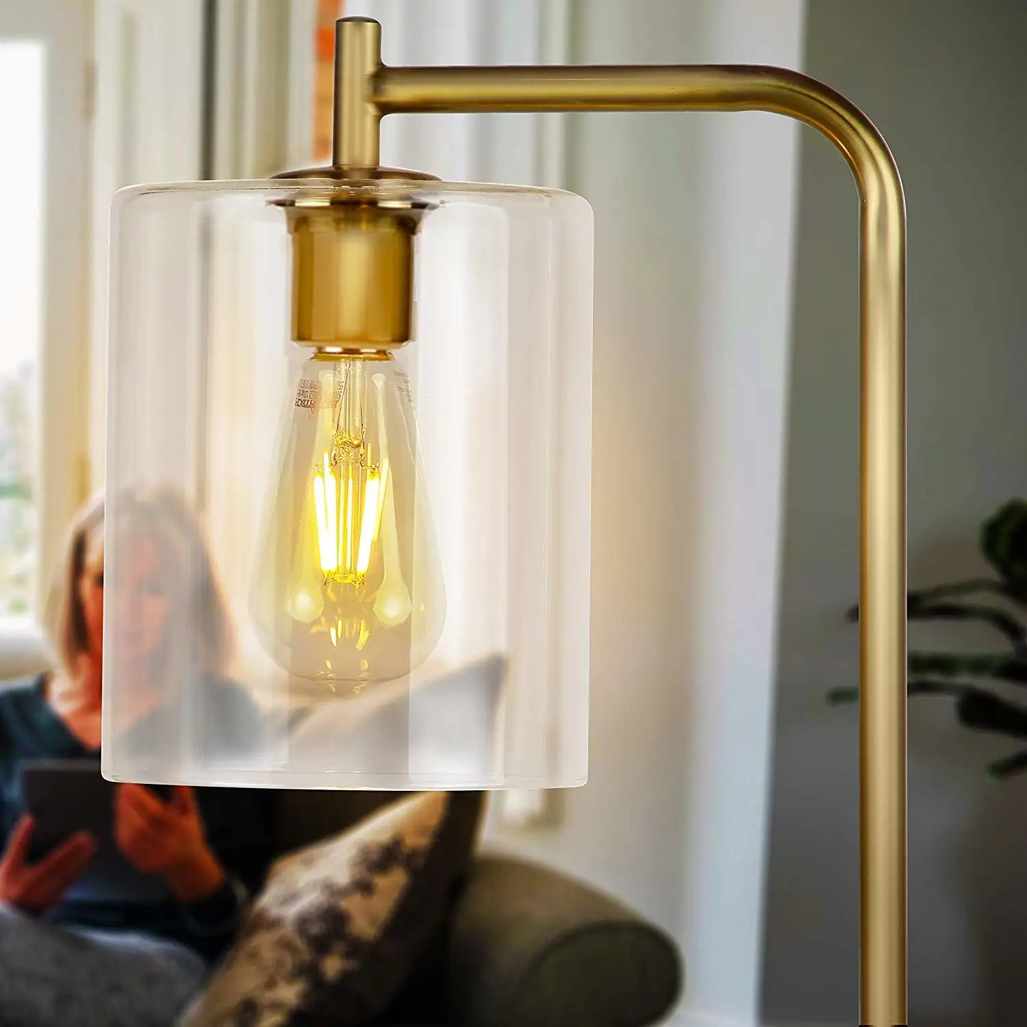 Современный дизайнерский переносный светильник, дуговая напольная лампа со стеклянным абажуром, латунный Торшер/светильник stehlampe