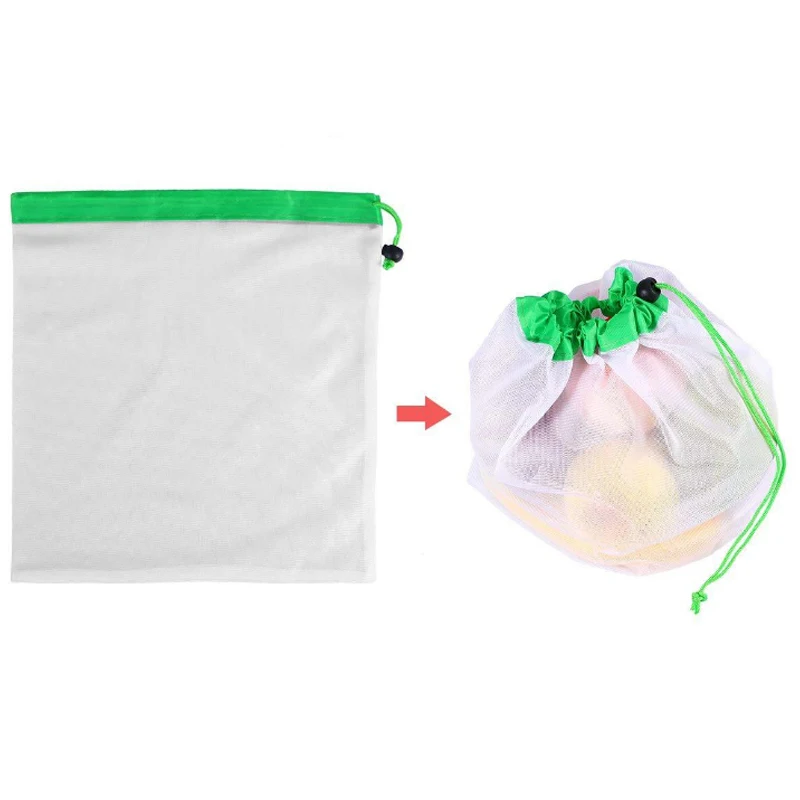 12pcs Reusable Mesh Produce Bags Lightweight Pouch for Vegetable Fruit Toys Storage LAD-sale