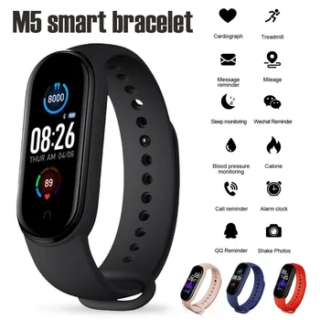 M5 Smart Watch Color Screen Digital Clock Fitness Tracker Camera Remote Control Women Men's Wristband Heart Rate Monitoring 1