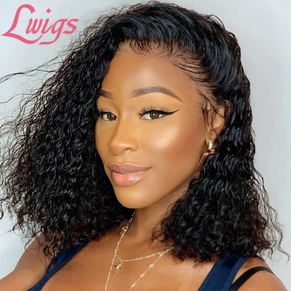

Brazilian Short Bob Full Lace Wig Deep Wave Transparent Full Lace Human Hair Wig Curly Bob Lace Frontal Wig Preplucked For Women
