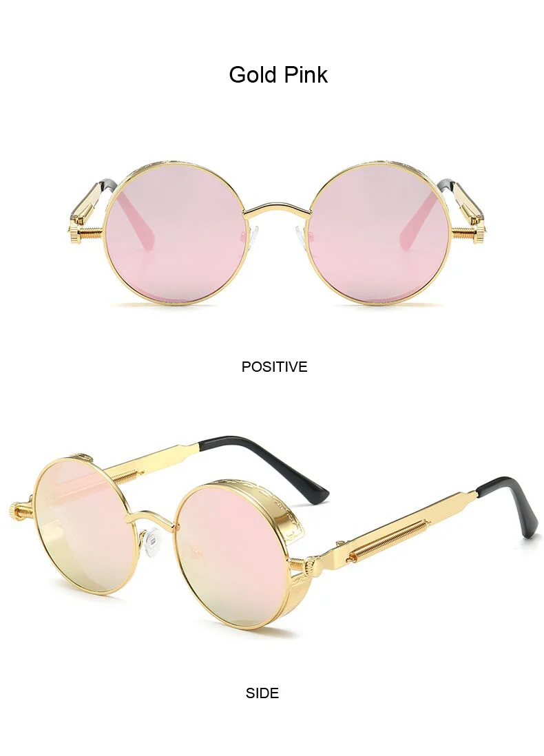 Classic Gothic Steampunk Sunglasses Women Brand Designer Vintage Round Metal Frame Sun Glasses Female Male High Quality UV400 square sunglasses women