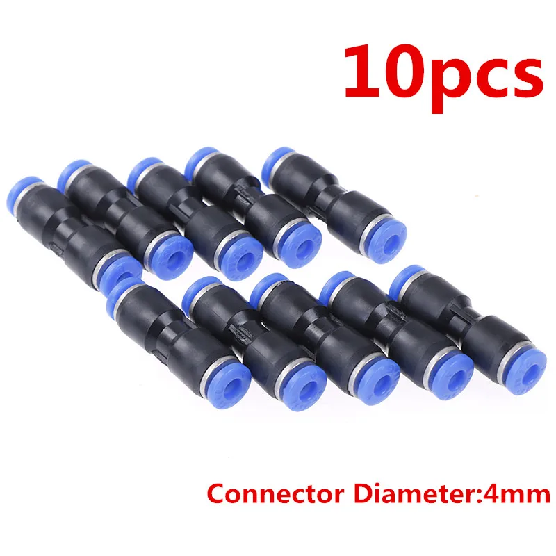 10Pcs pu-4mm straight push in air pneumatic tube fitting coupler union TEUS 