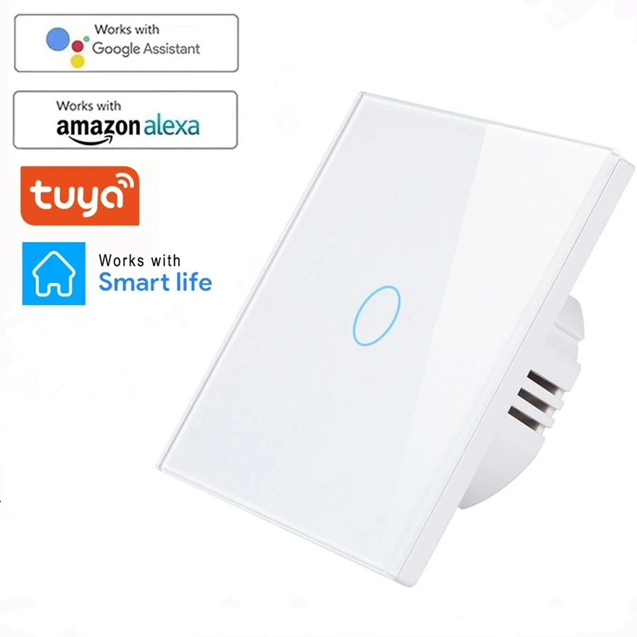 Tuya WiFi Smart Licht Schalter mit Luxuray Glas Panel Touch Sensor Smart-Wand Schalter 1 2 3 Gang Stimme Unterstützung alexa Google Hause