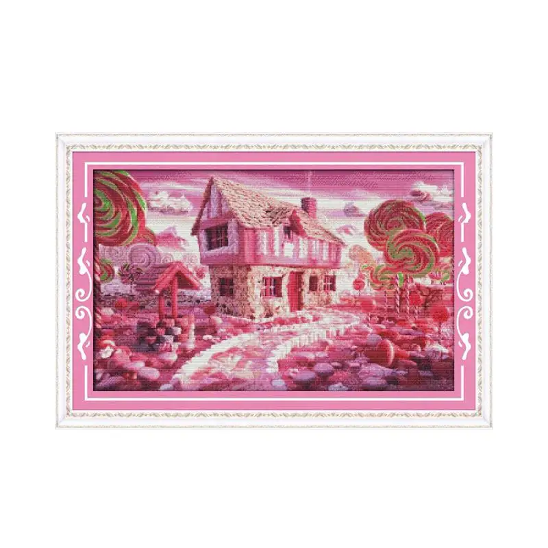 

Fairy tale house cross stitch kit 14ct 11ct count printed canvas stitching embroidery DIY handmade needlework