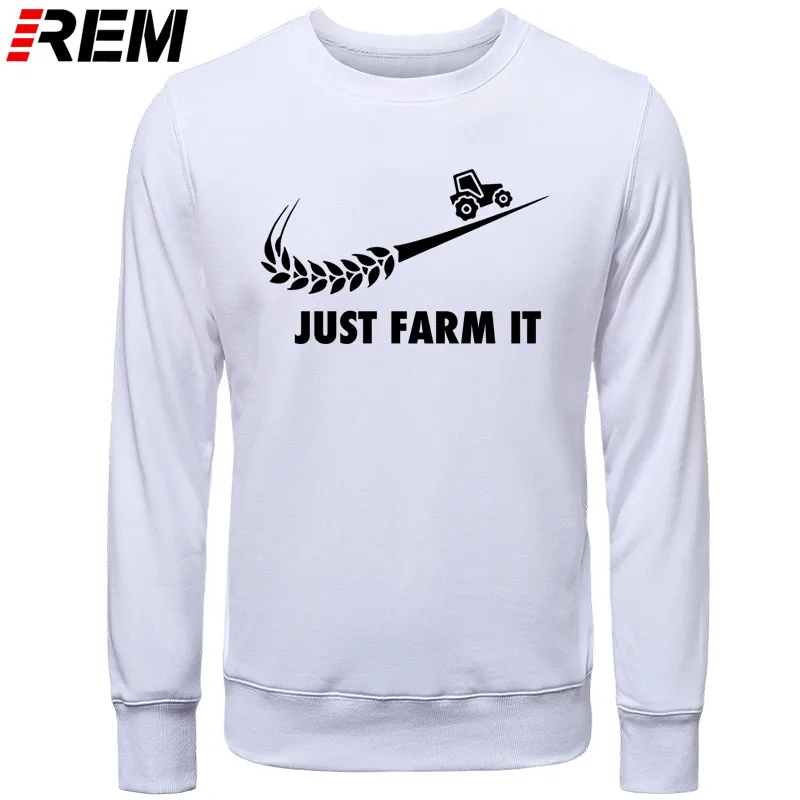 Худи rem Fashion Just Farm It для мужчин, с круглым вырезом, хлопок, с длинным рукавом, фермер, фермерский человек, топы, Толстовки, Толстовки - Цвет: WHITE BLACK