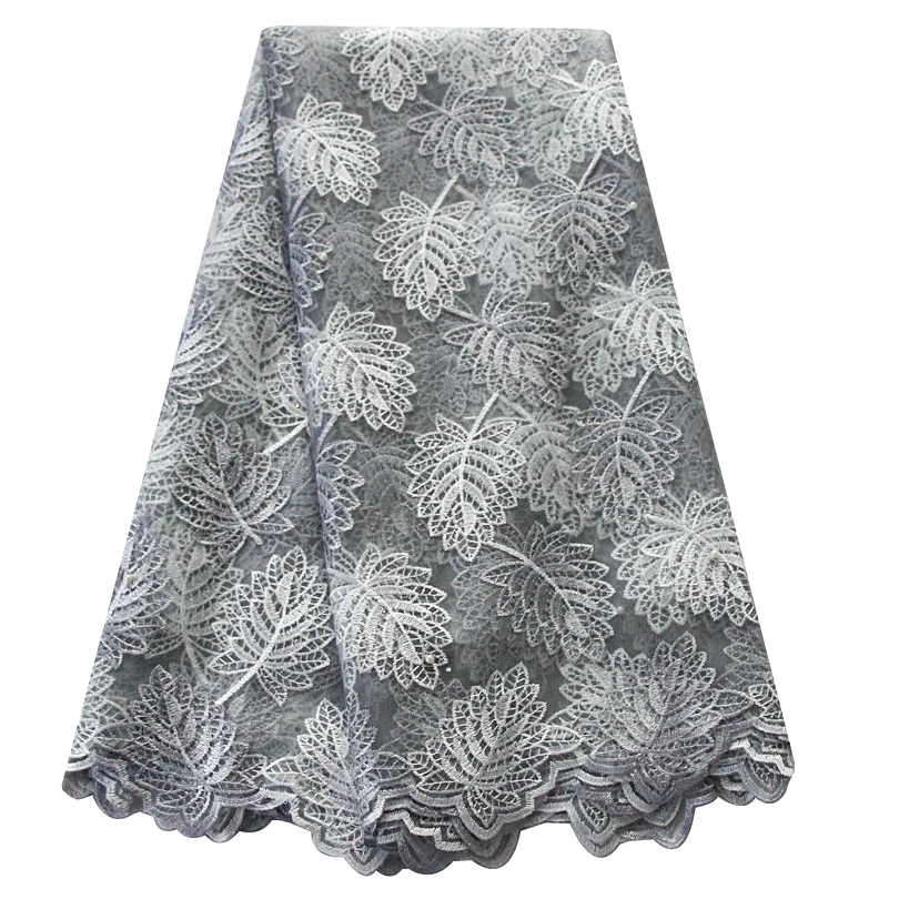 Королевский синий мягкий сетчатый кружевной материал с бисером и камнями 5 ярдов высокого качества нигерийские кружевные ткани для aso ebi wdding платье