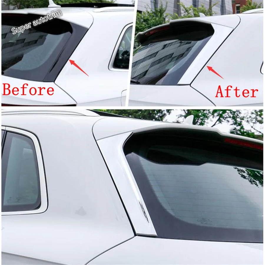 

Lapetus Side Door Rear View Window Spoiler Cover Trim Insert Garnish Bezel For Audi Q5 2018 2019 ABS Chrome / Carbon Fiber Look