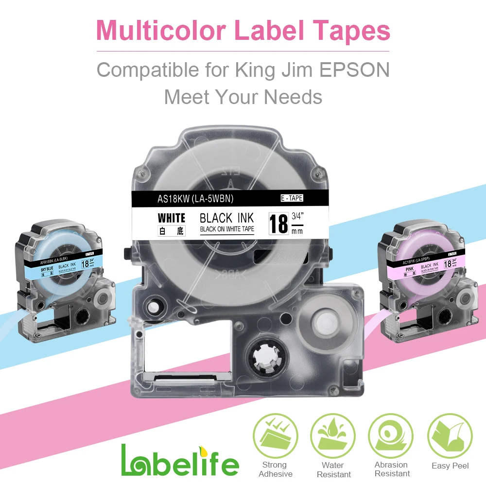 Ярлыки Labelife SS18KW ST18KW 31 цвет 1 шт. лента для этикеток совместимая с принтером EPSON LW 300