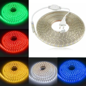 

1M - 5M LED Strip 220V AC Waterproof 60-120LEDs/M 5050 SMD Garden Outdoor lights Holiday Christmas Deccoration lamp
