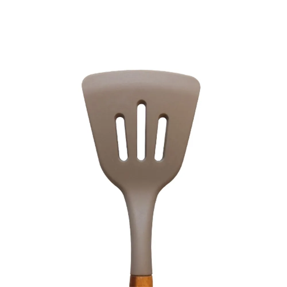 10 шт Силиконовая кухонная утварь набор кухонных принадлежностей кухонная утварь с ложкой металлическая кулинарная лопатка инструменты деревянная посуда с антипригарным покрытием