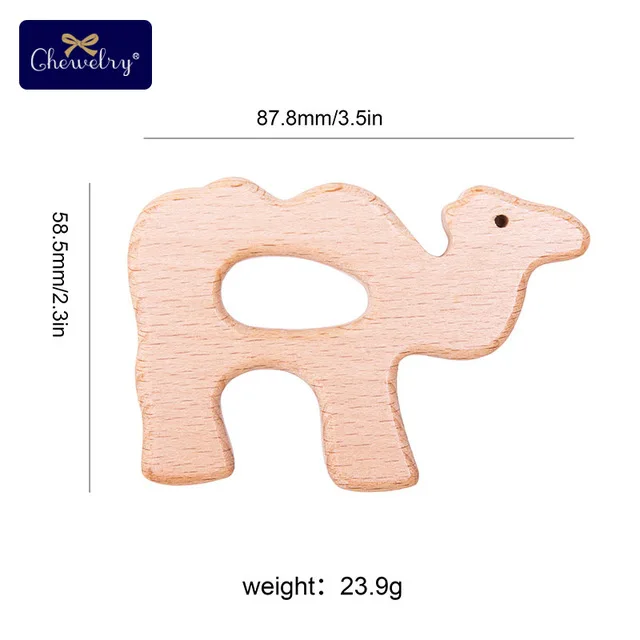 Camel Let's Make 10 шт. прорезыватель из буковой древесины Единорог птица грызун деревянный кулон детский Прорезыватель для зубов для Diy Соска-подвеска детские товары игрушки - Цвет: Camel
