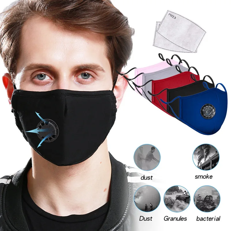 US PM2.5 Mouth Mask N95 With 2 Replaceable Filters Anti Pollution Breathable Face Mask Cotton Washable Respirator Mouth-muffle