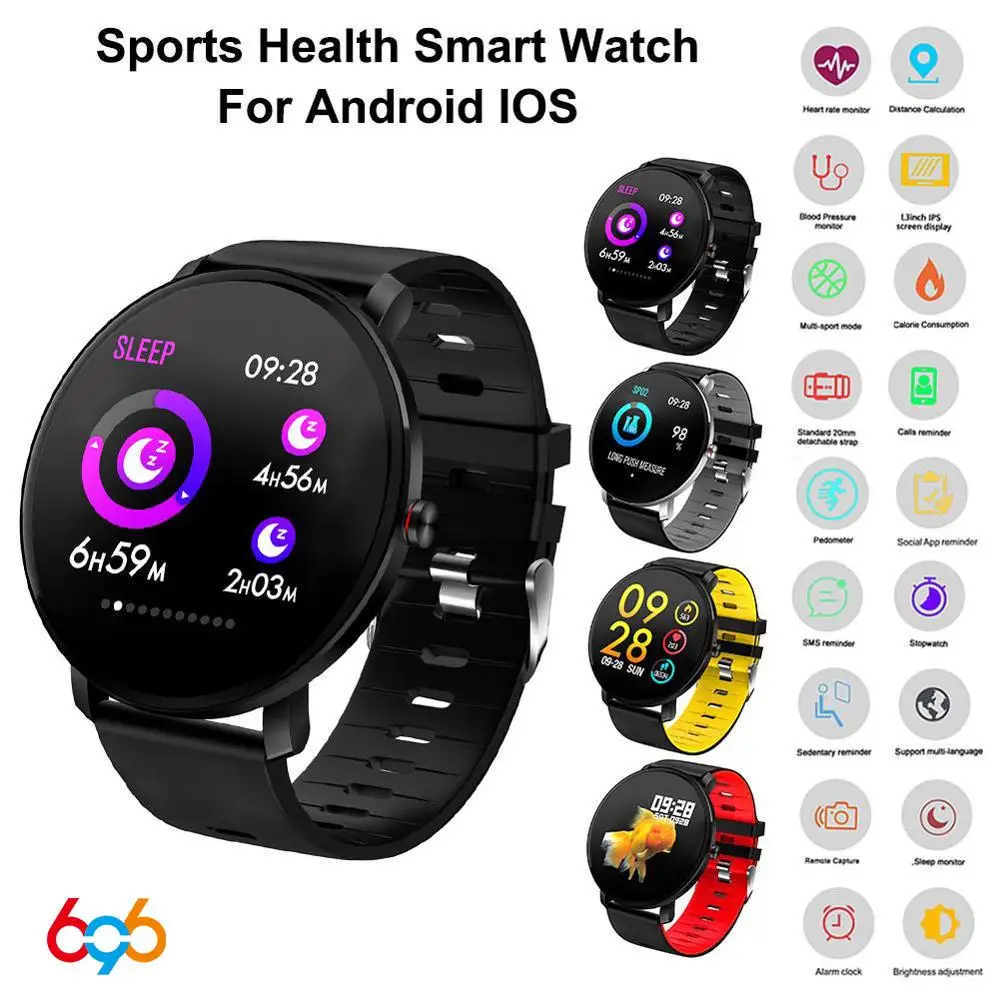 

696 K9 Sport Bluetooth 1.3 Inch Full Touch Screen Smart Watch Heart Rate Monitor Fitness Tracker Smartwatch Men Waterproof Women