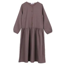 Платье для девочек льняная одежда корейское детское осеннее платье-макси принцессы для девочек детская одежда