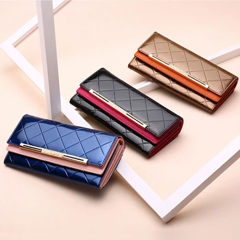 

Women Wallet Patent Leather 2020 Fashion Stylish Elegant Lady High Quality Money Bag For Girls Coin Purse Female Long Clutch