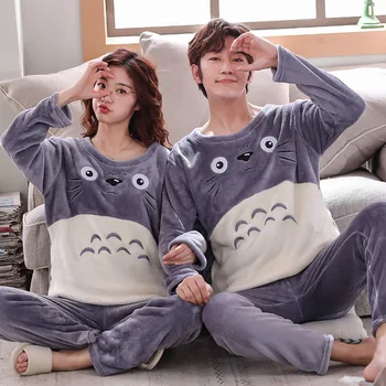 

Adult Couples Pijama Women Cartoon kumamoto Flannel Plush Pyjamas Suit Velvet Couple Set Pijamas Sets Sleepwear Pajama Homewear