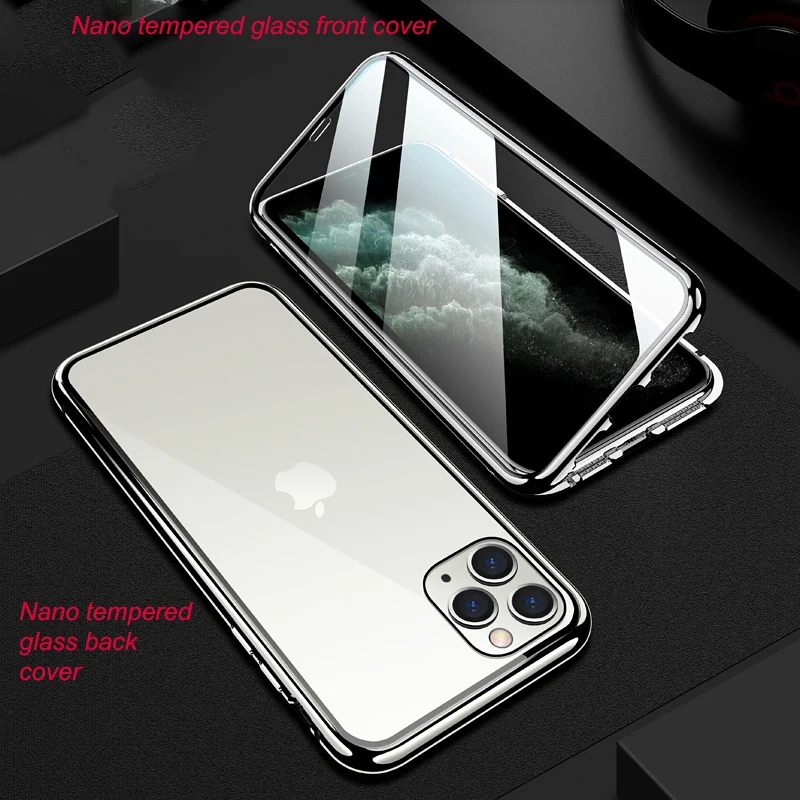 Metal 360 manyetik kılıfı iphone 11 pro max Case kapak coque tampon iphone xr xs se 2020 7 8 artı xs max telefon kılıfları Funda