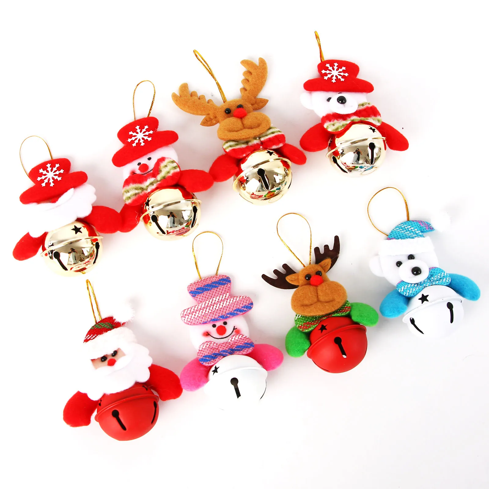 New 1pcs Mini Christmas Bells Pendant Tree Snowman Bell Ornaments Santa Claus Doll Decorations | Дом и сад