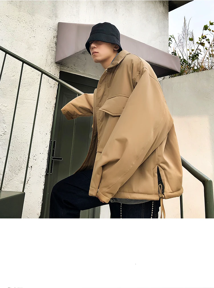 Зима Новое свободное японское оригинальное платье для влюбленных Harajuku тренд уличная оснастка мужская повседневная хлопковая одежда большого размера